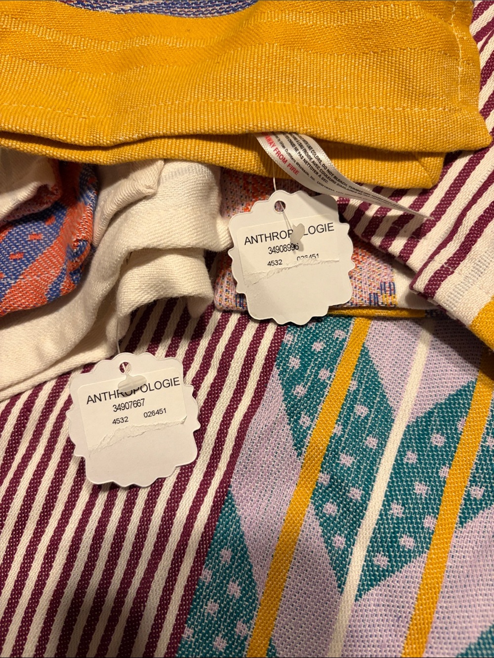 Anthropology Colorful Striped and Geometric Textile tablecloth and 9 napkins - Picture 5 of 5